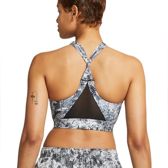 NWT* Nike Swoosh Wrap Women Medium Support Printed Sports Bra Medium Black/White - Picture 2 of 7